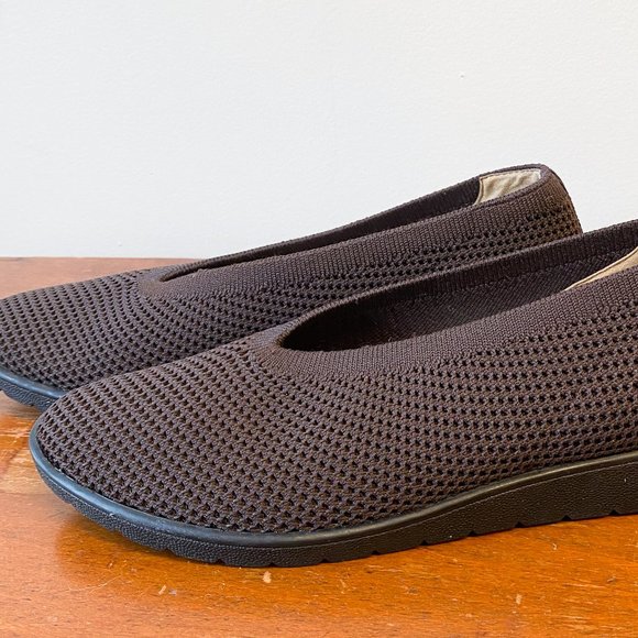 Eileen Fisher Seam Knit Flat Stretch Loafer Slip On Chocolate Brown - Picture 4 of 8